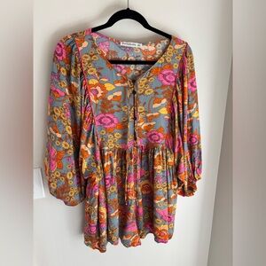 Rusttydustty Floral Boho Romper with Vibrant Colors